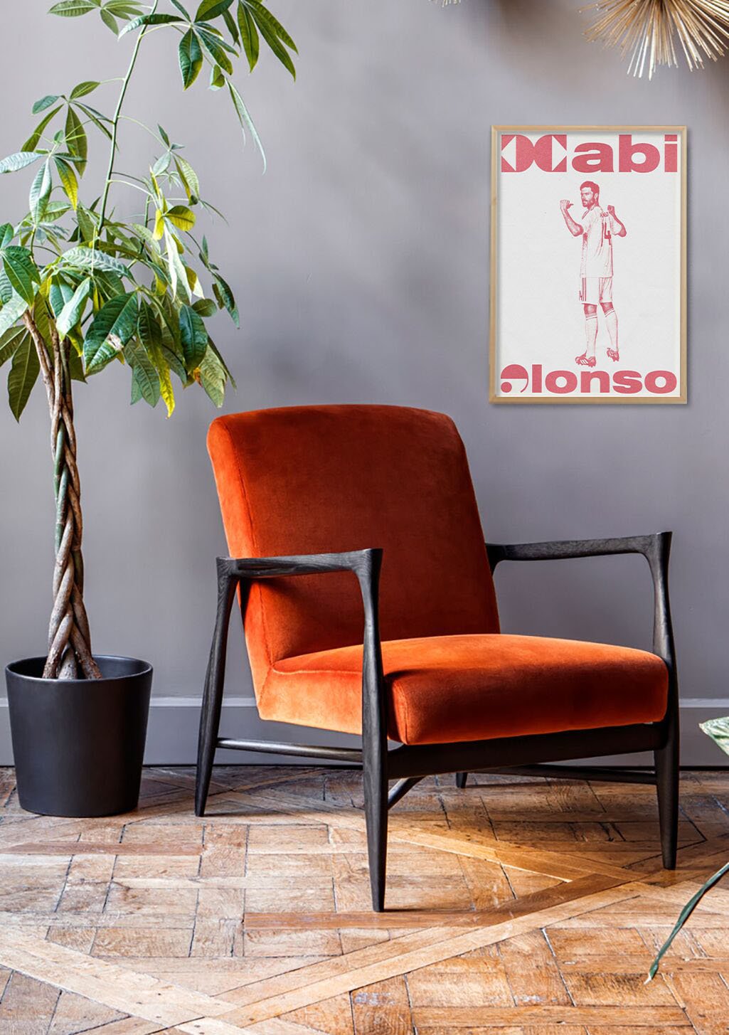 Poster de football avec texte rouge et blanc
