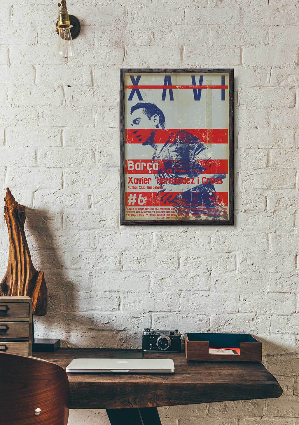Poster de football avec joueur, Barcelone, Xavier Hernández, numéro 6