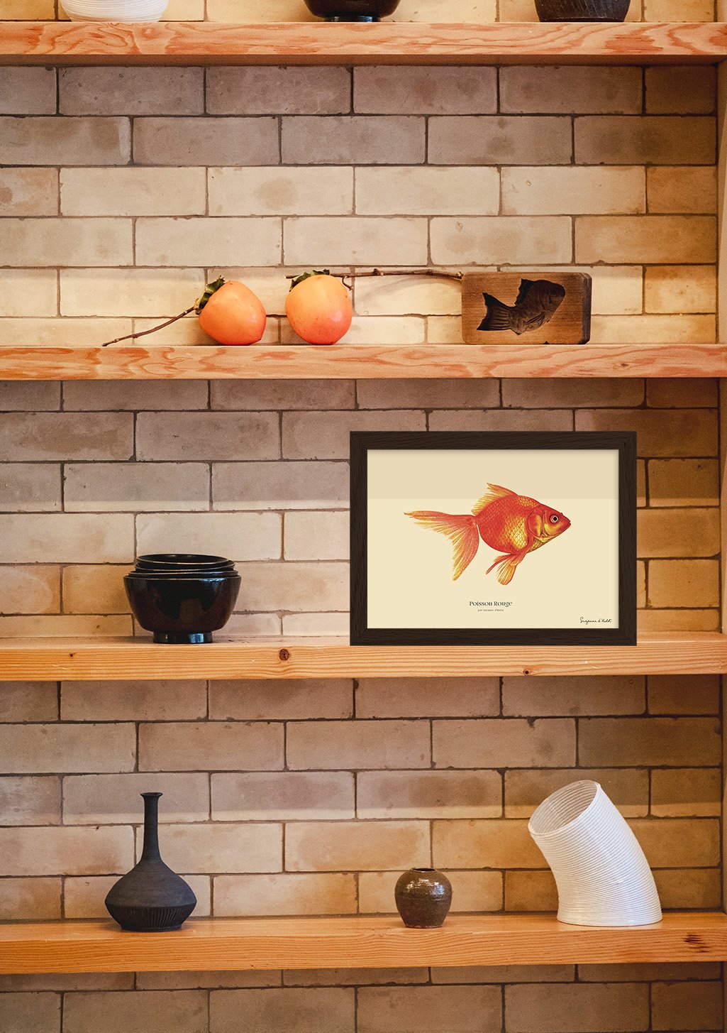 Poisson rouge cadre noir