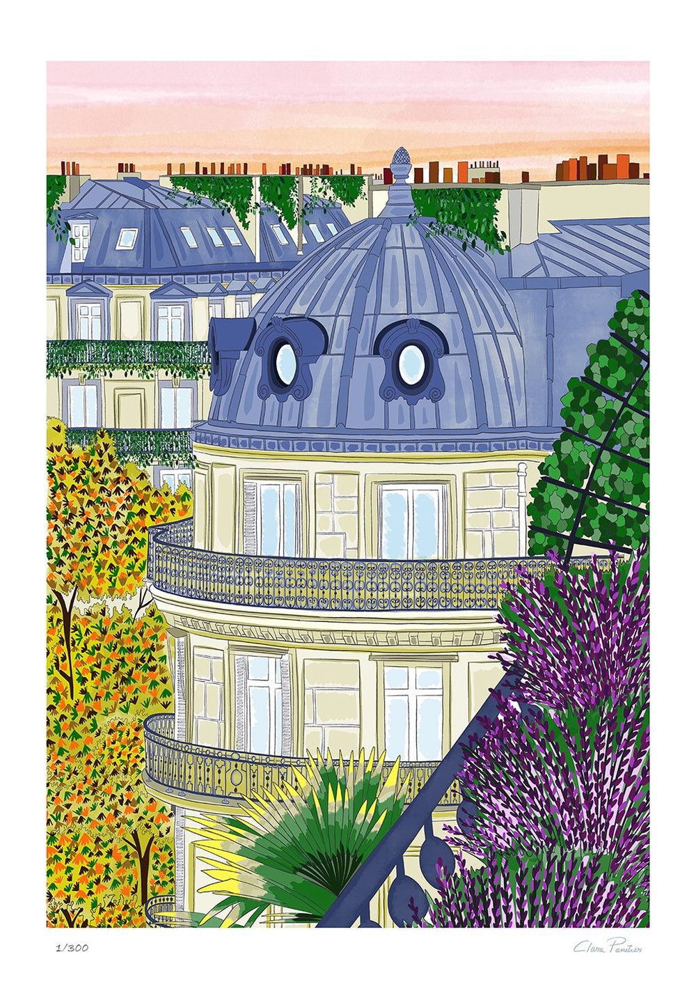 Poster Roofs of Paris Clara Sergeant Paper