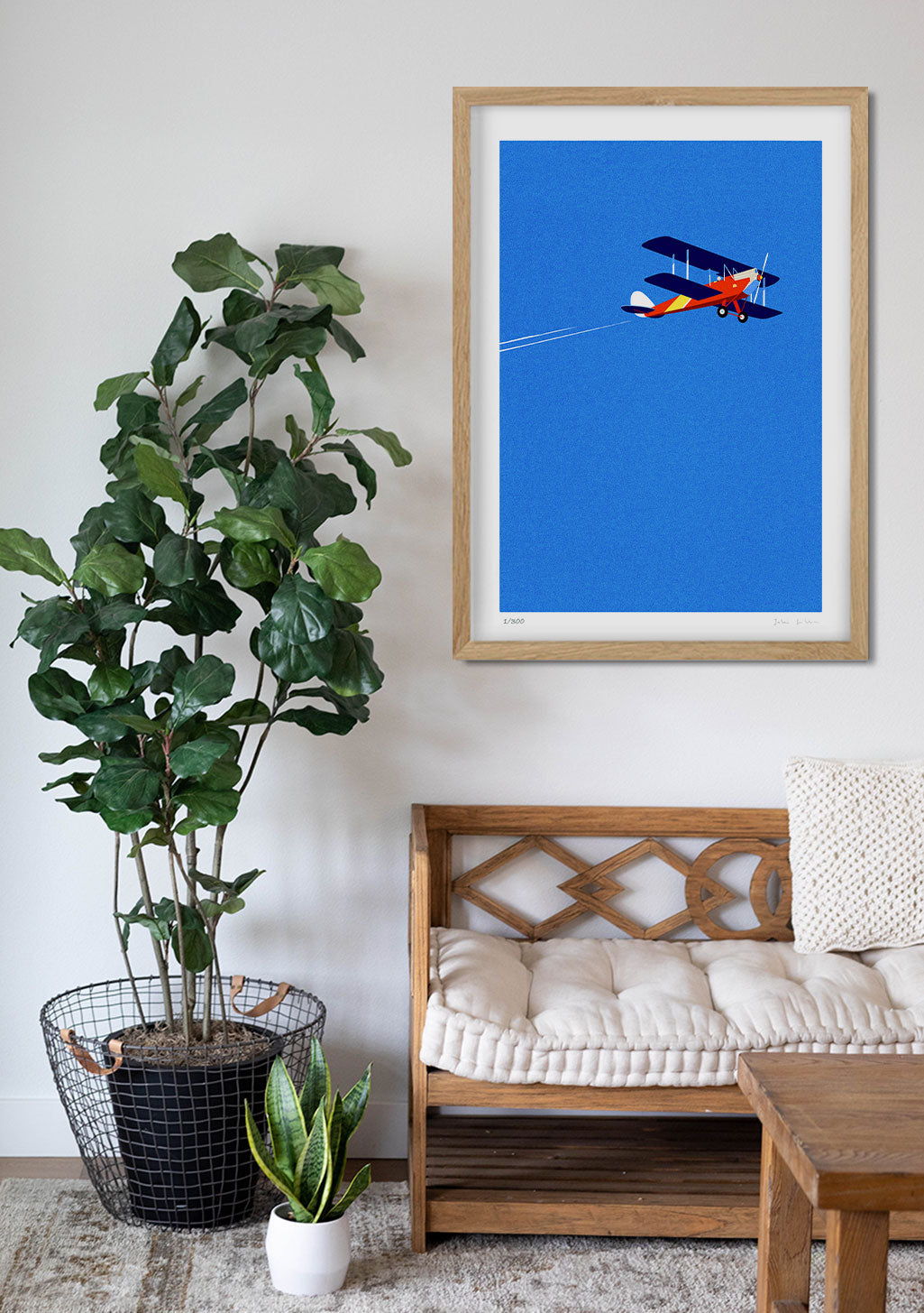 Avion rouge vol bleu ciel