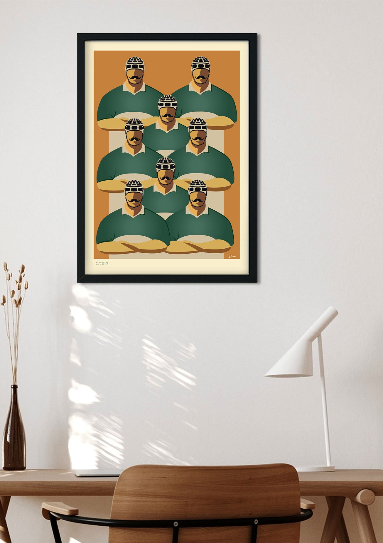 Hommes en vert avec moustaches et lunettes de soleil
