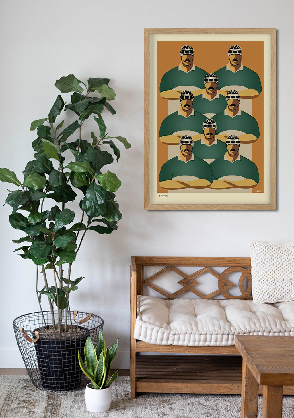 Hommes en vert avec moustaches et lunettes de soleil