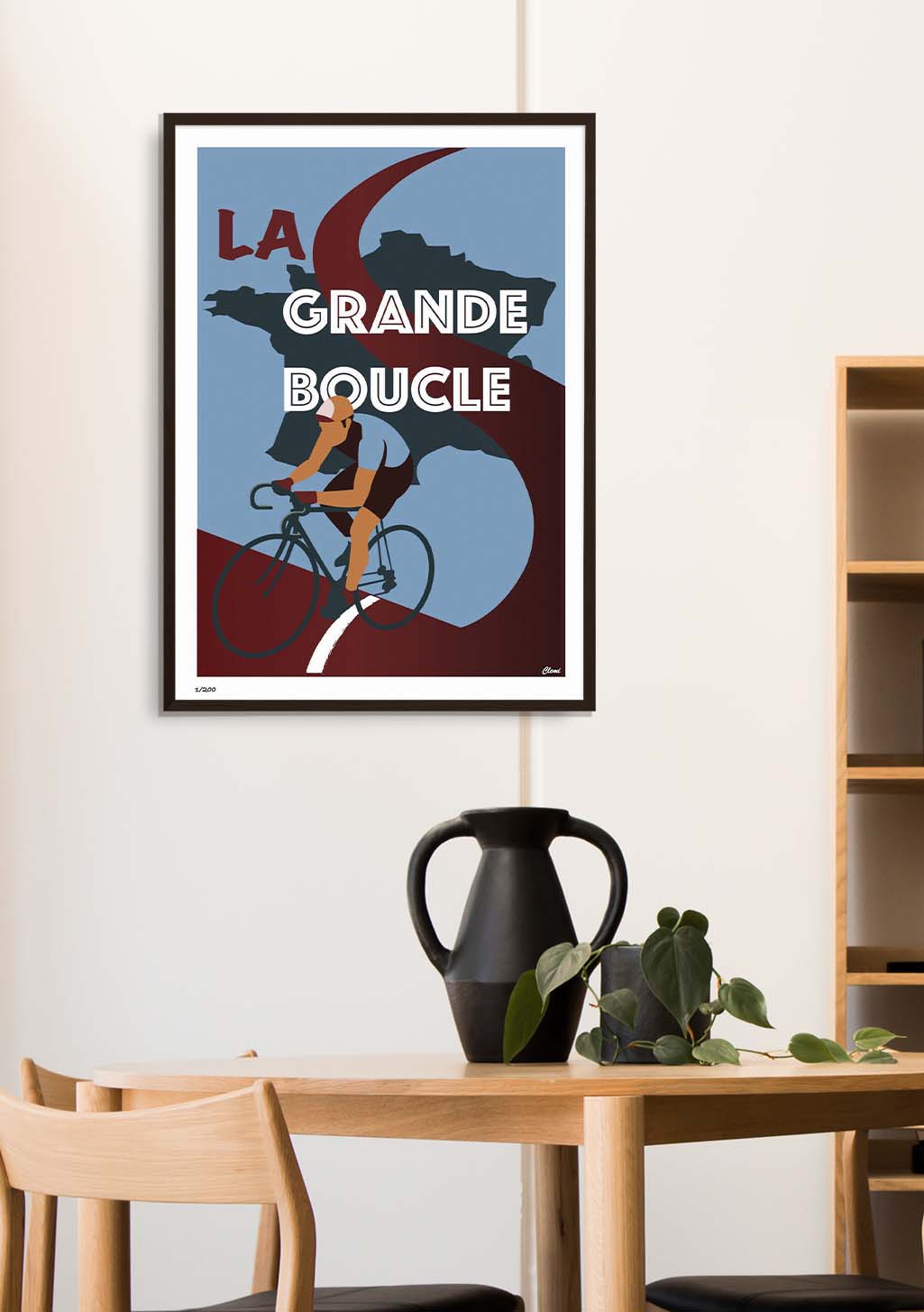 Cycliste, La Grande Boucle, France, poster encadré, mur blanc