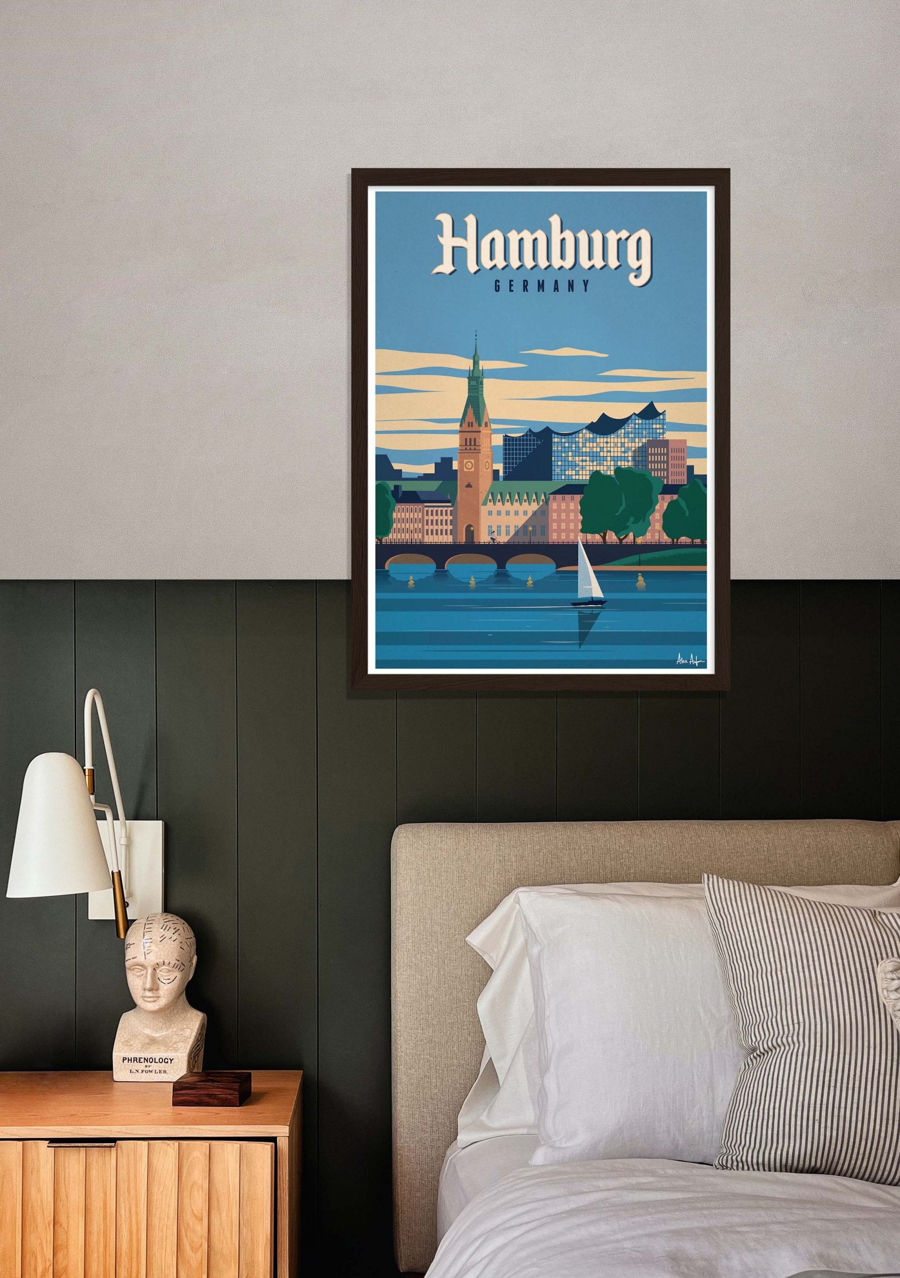 Hambourg Allemagne Ville Paysage Ciel Bleu Bateau