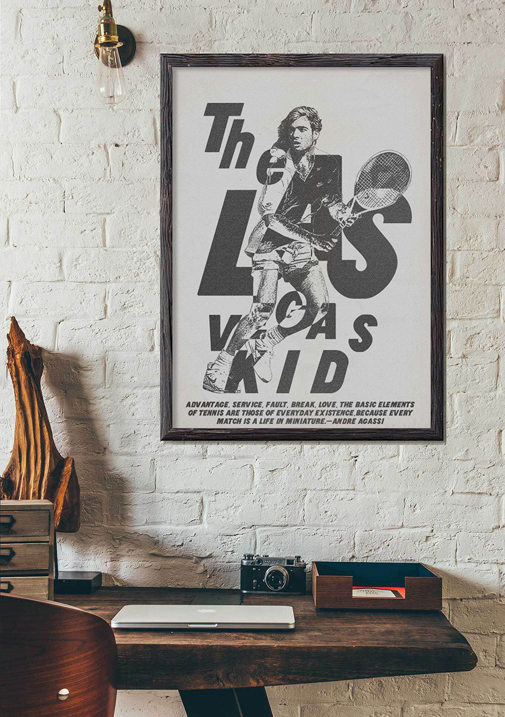 Poster de tennis avec citation d'Andre Agassi