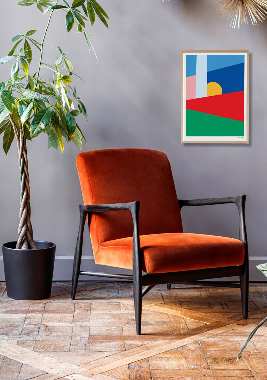 Poster abstrait couleurs géométriques murs gris
