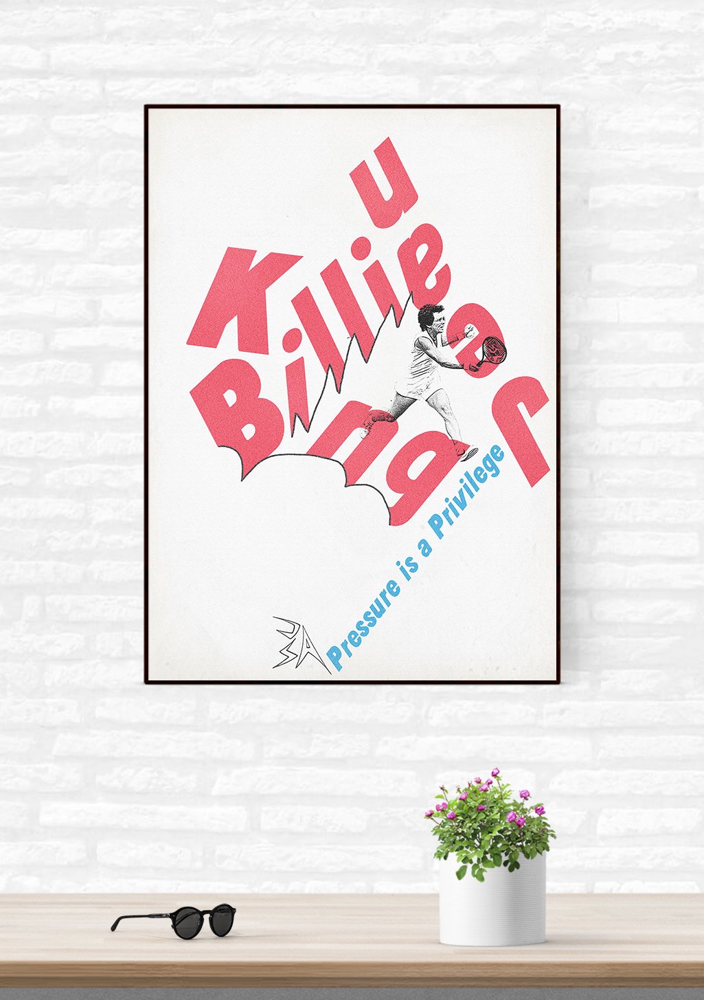 Poster de boxe rose et blanc, texte "Killie a Bingr", pression privilège