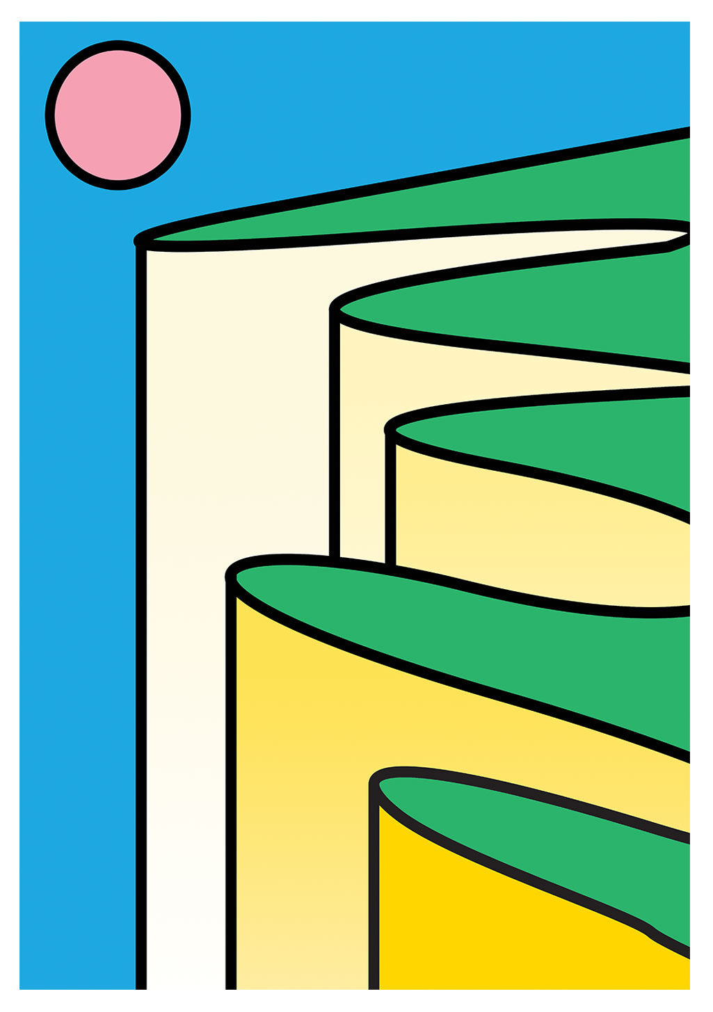 Illustration abstraite de structure en spirale avec soleil
