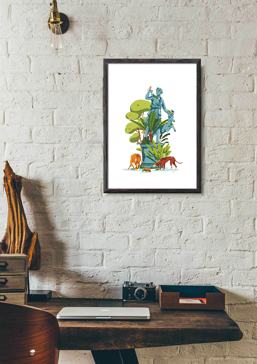 Poster avec des personnages et des animaux verts