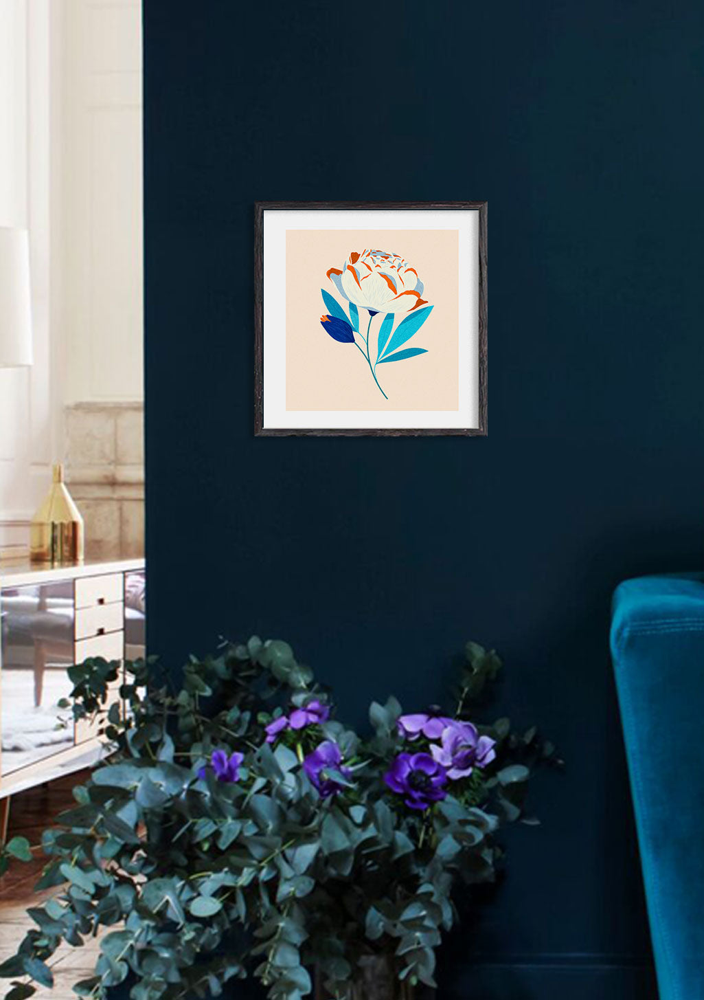 Poster de fleur stylisée avec couleurs vives
