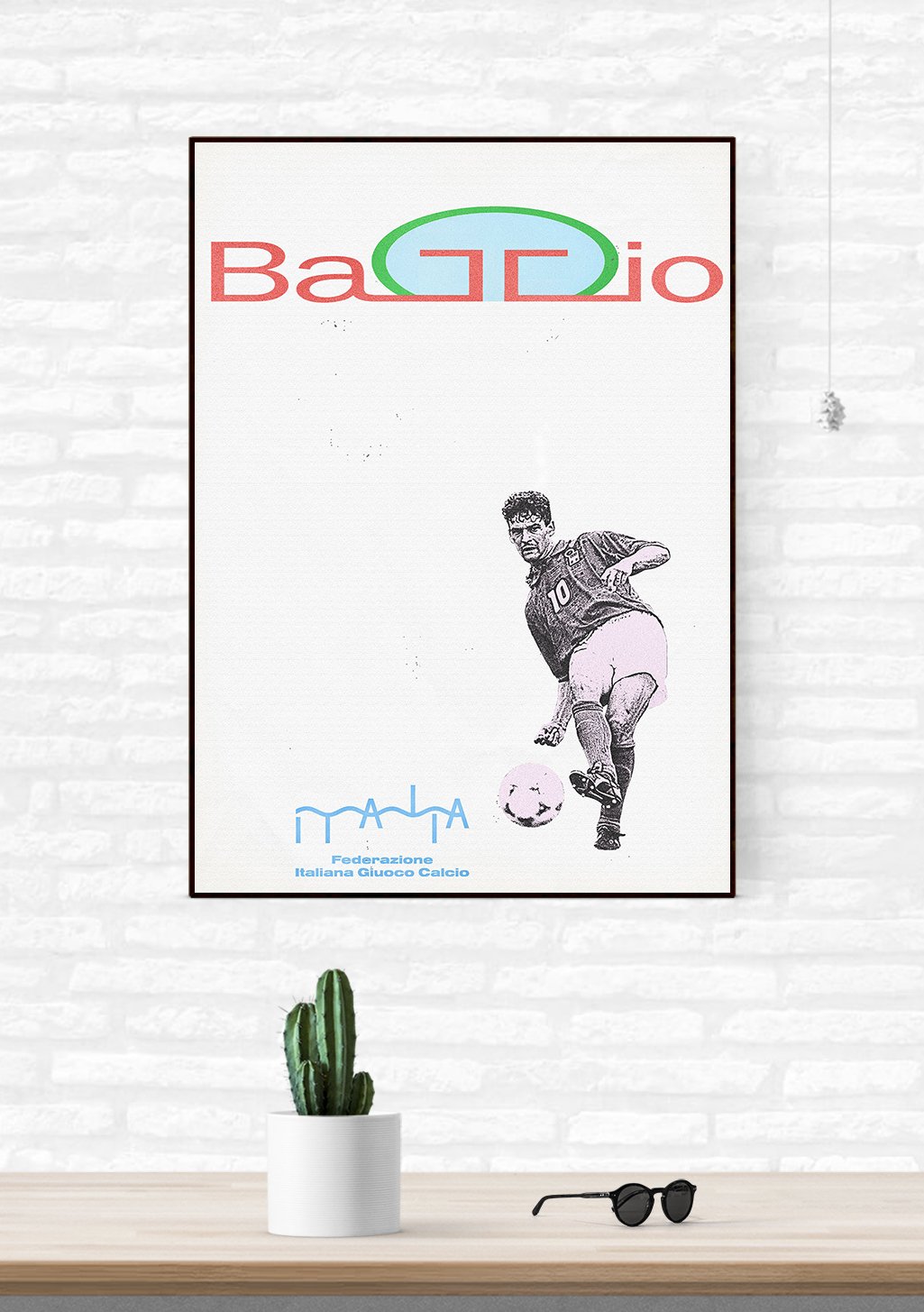 Poster de football Italie vintage joueur avec ballon