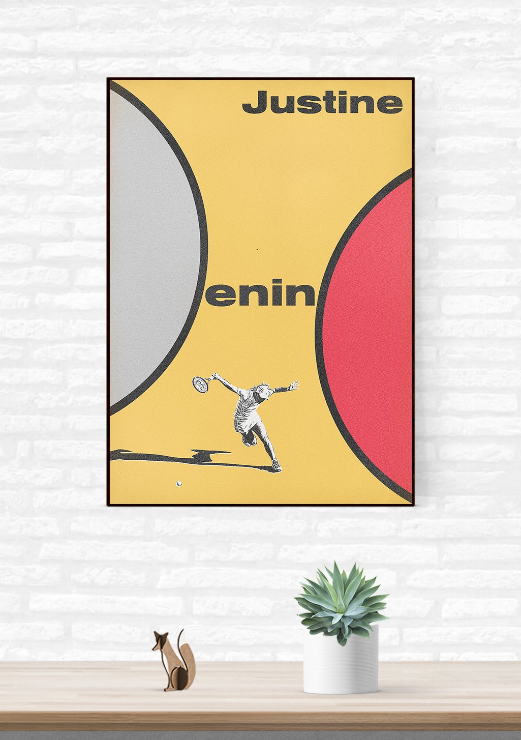 Poster jaune tennis joueur nom Justine enin