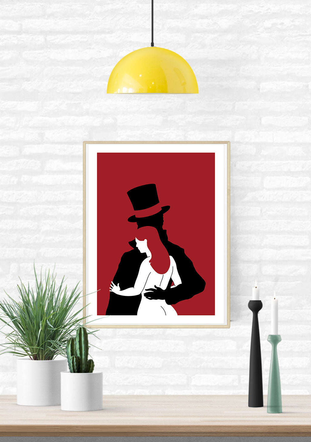 Silhouette homme femme baiser rouge