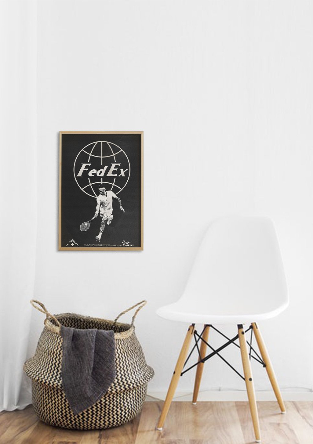 Poster FedEx, globe, homme, livraison, noir et blanc