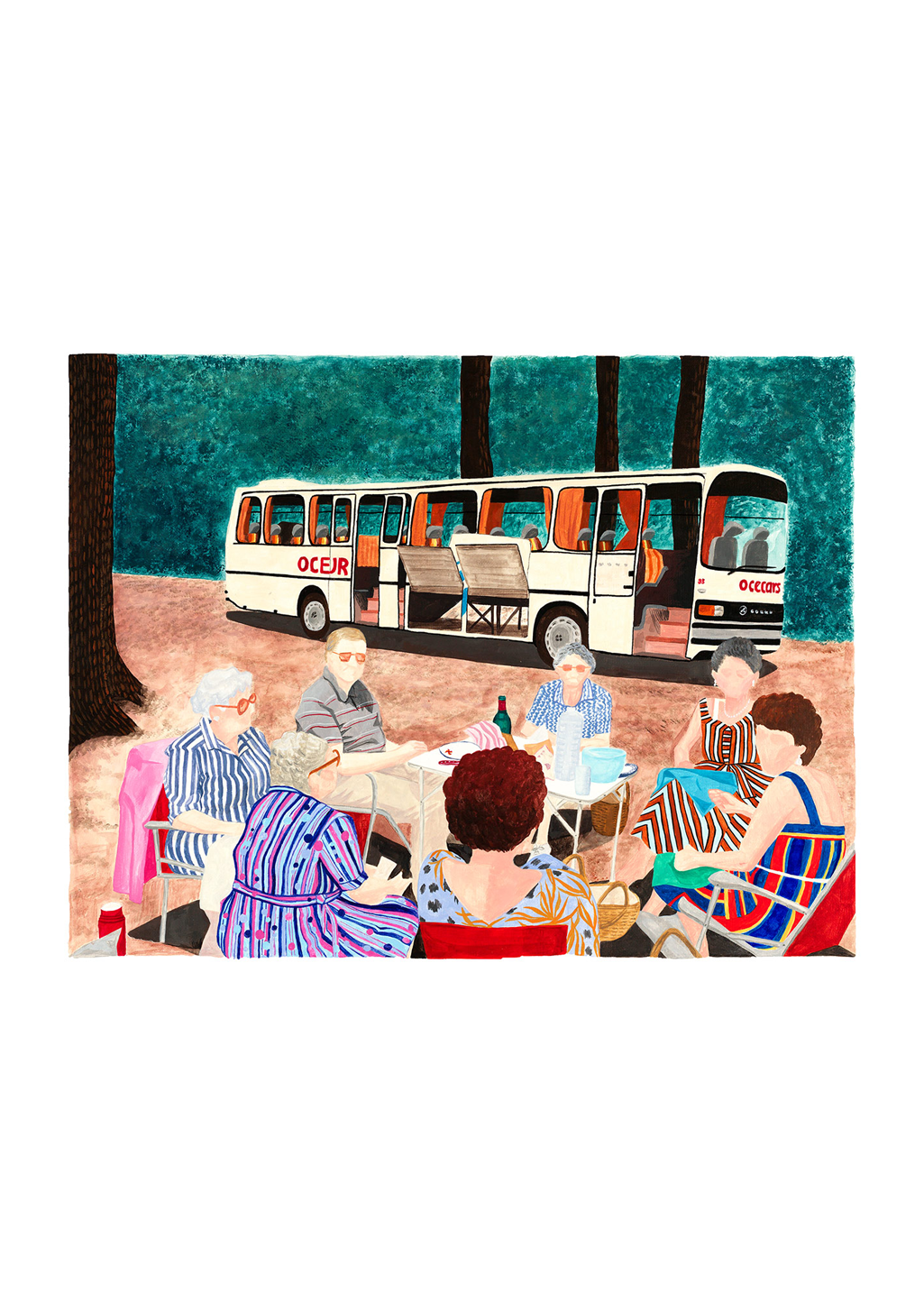 Art, Bus, Personnes, Pique-nique, Forêt, Vieille, Amis, Plein air, Voyage, Détente, Nature, Journée