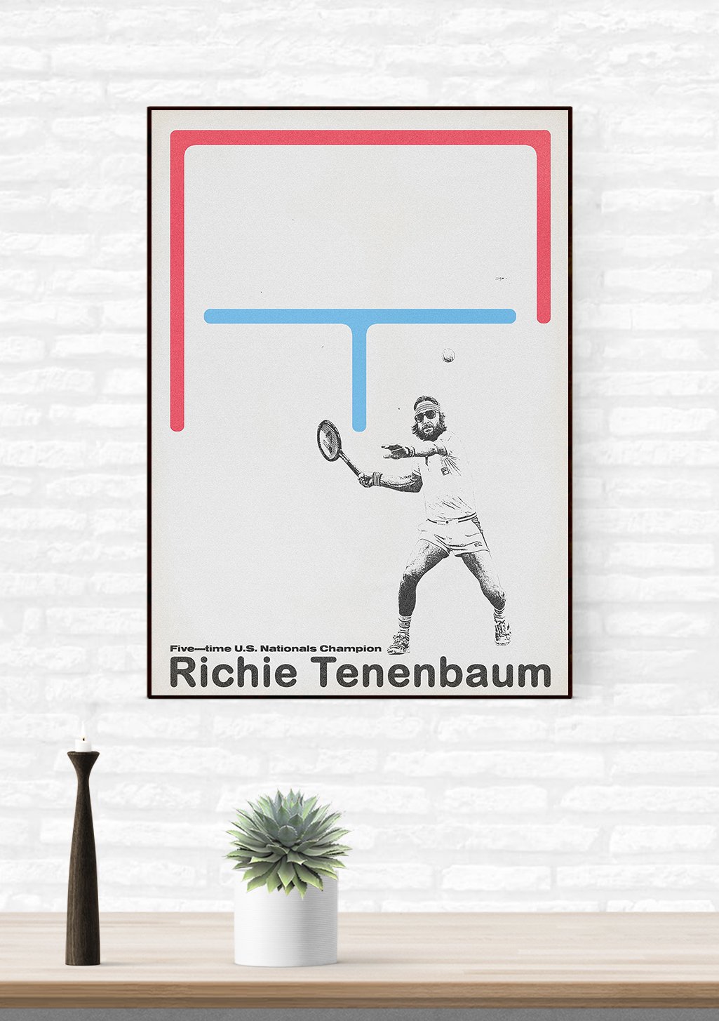 Poster de tennis Richie Tenenbaum, champion des États-Unis, cadre rouge et bleu