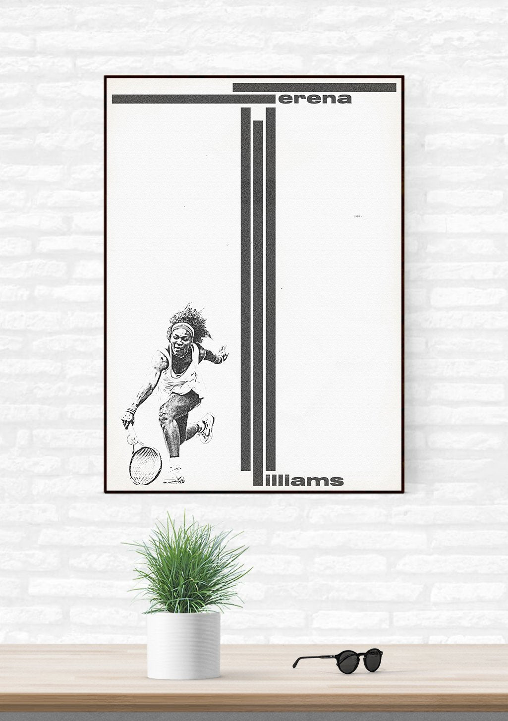 Poster de tennis en noir et blanc avec Serena Williams