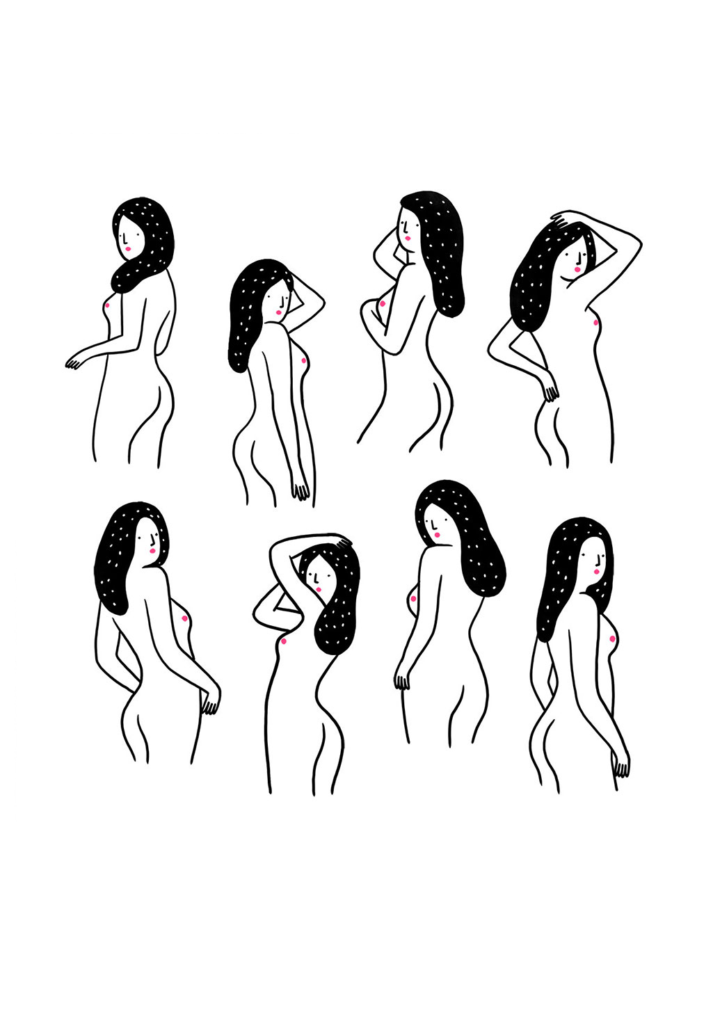 Illustrations minimalistes de femmes dans diverses poses