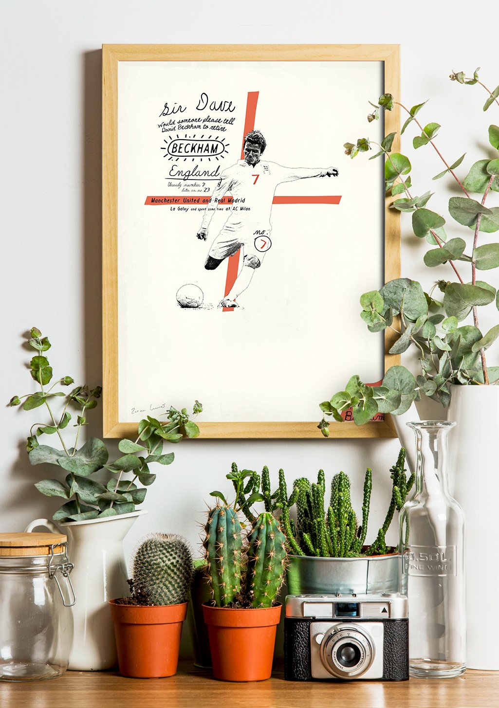 Poster de football Beckham Angleterre vintage