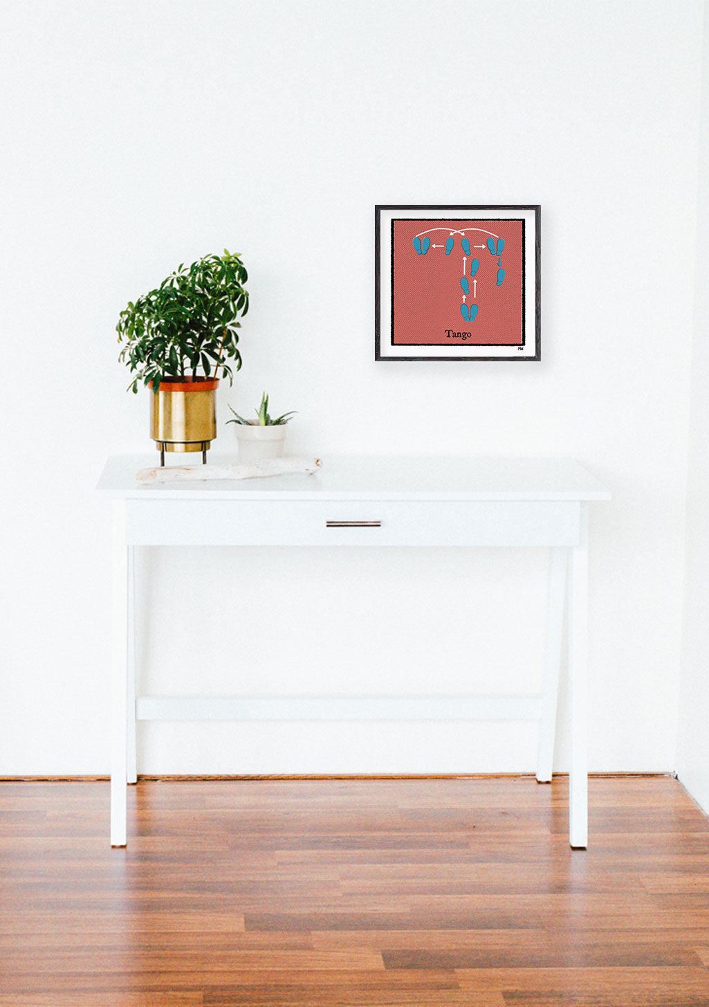 Poster rouge avec texte bleu et dessin stylisé