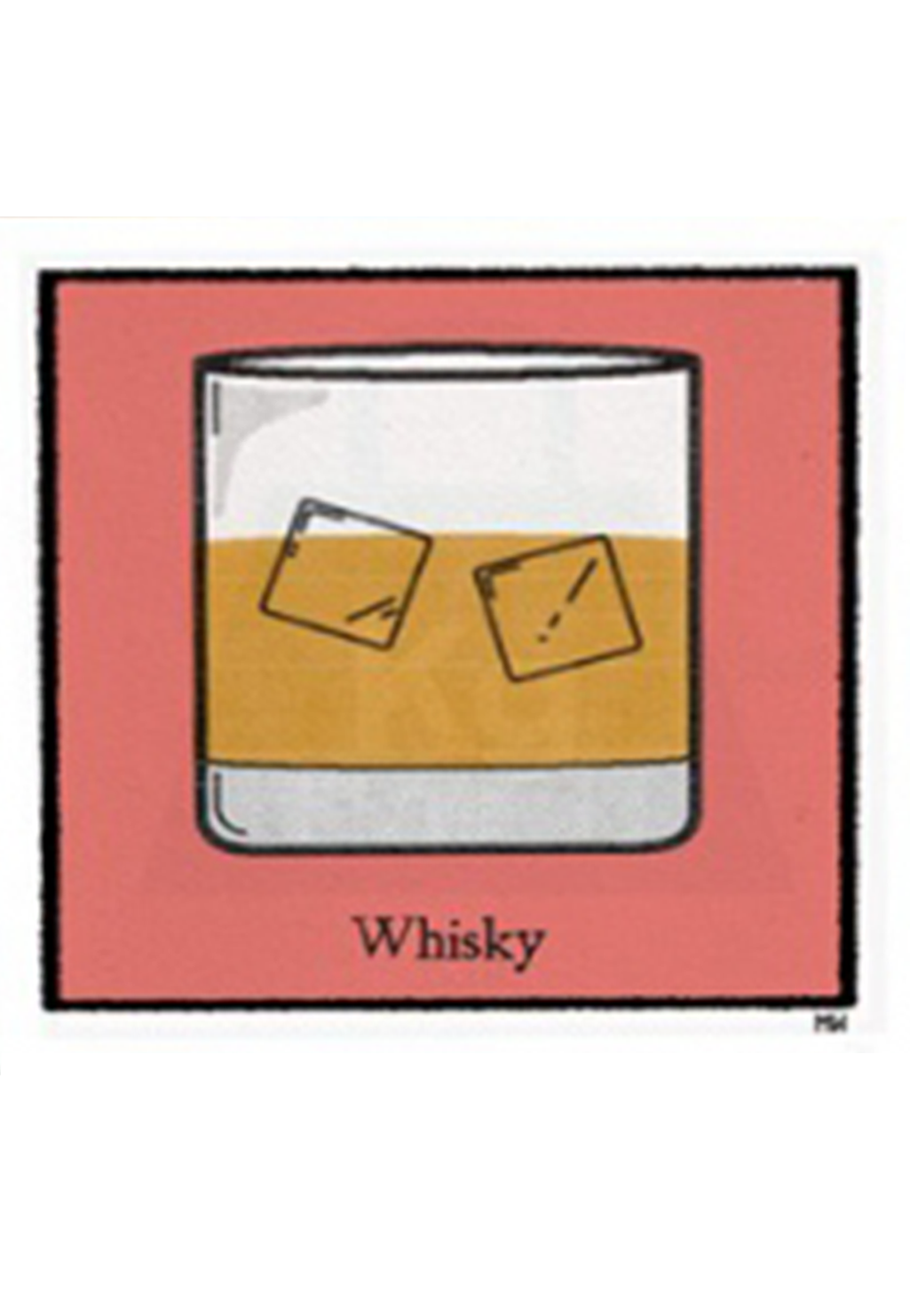 Verre à whisky avec glaçons sur fond rose